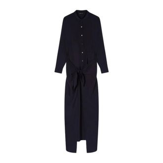 Emporio Armani Shirt Dresses, female, Black, Size: L Fluid Rayon Techno Dress