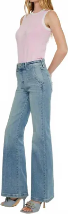 Kancan High Rise Wide Flare Jean In Denim