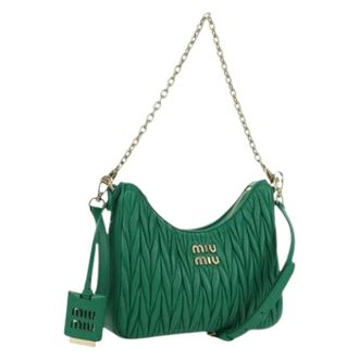 Miu Miu Pre-owned Schoudertas - Dames - Pre-owned - Groen - Maat: ONE Size Leer