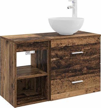 vidaXL Juego De Muebles De Ba&ntilde;o 2 Uds. Madera Envejecida Vidaxl