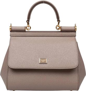 Dolce & Gabbana Modder Dauphine Leren Handtas - Dames - Handtassen - Bruin - ONE Size - Leer - Tassen