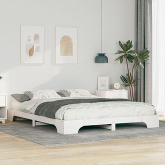 Berkfield Home Floor Bed Frame with Storage White 160 x 210 cm Wood