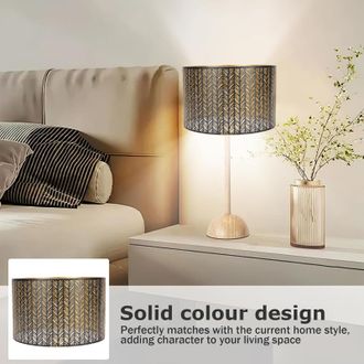 OEM Pantalla Cil&iacute;ndrica De Metal Con Hojas Caladas, Compatible Con Casquillos E14/e27 - Negro Y Dorado Para L&aacute;mparas De Mesa, Pared Y Techo