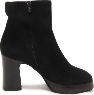 Roberto Festa Milano Zwarte Su&egrave;de Leren Enkellaarzen - Dames - Laarzen met Hak - Zwart - 38 EU - Su&egrave;de - Schoenen