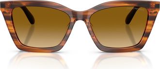 Emporio Armani 54mm Butterfly Sunglasses in Striped Yellow /Yellow at Nordstrom