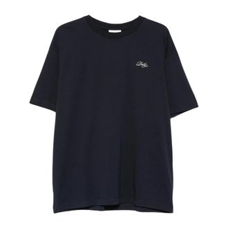 Dr&ocirc;le de Monsieur Tops, Heren, Blauw, L, Katoen, T-shirt met logo-borduring