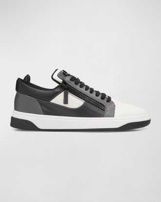 Giuseppe Zanotti Mens Leather Low-Top Zip Sneakers
