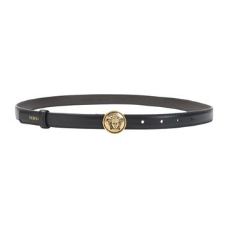 Versace Medusa Heritage Leather Belt - female - Versace - Belts - Black - 80 CM - Accessories