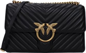 Pinko Pinko Love One Damess Crossbodytassen Zwart leer