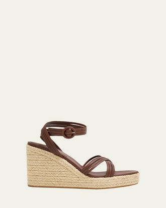 Gianvito Rossi 70mm Strappy Leather Espadrille Platform Sandals