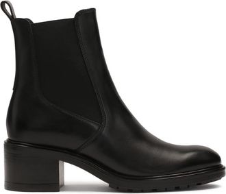 Kazar Zwarte laarzen met rubberen inzetstukken - Dames - Chelseaboots - Zwart - 39 EU - Leer - Schoenen