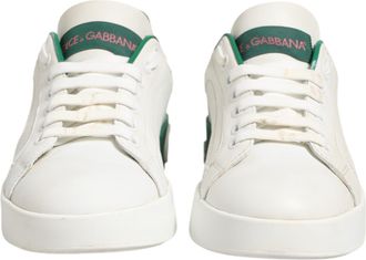 Dolce & Gabbana White Green Leather Low Top Sneakers Womens Shoes (Pre-Owned)