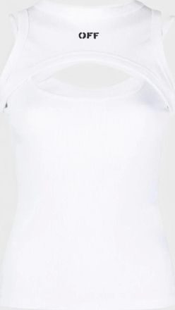 Off-white Womens Off Stamp Ribbed Round Rowing Top - White - Size: 10/8