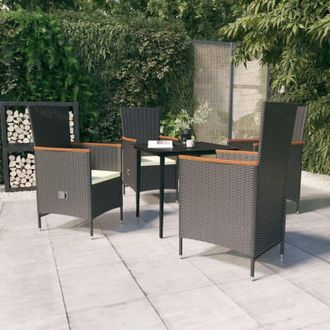 vidaXL Juego De Comedor De Jard&iacute;n 5 Piezas Con Cojines Negro Vidaxl