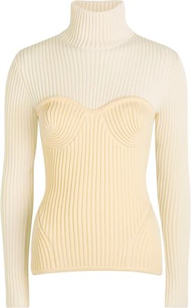 Jean Paul Gaultier Layered Ribbed Wool-blend top - Cream - M (UK12 / M)