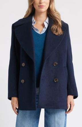 Caslon Wool Blend Peacoat in Navy Still at Nordstrom Rack, Size Small