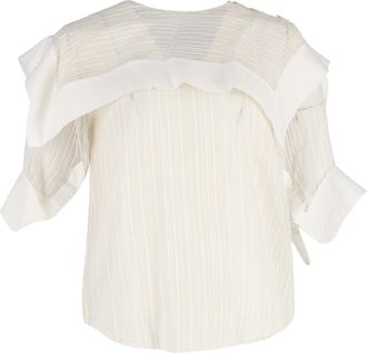 Chlo&eacute; Chlo&eacute; Overlay gestreepte blouse van witte zijde