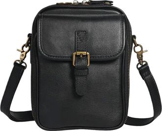 Generic Leather Small Crossbody Cell Phone Bag Women Men Versatile Shoulder Purse(Black) (B)