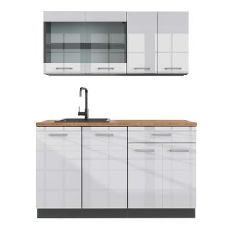 Vicco Cocina Vers&aacute;til R-line, Blanco Brillo/antracita, 140 Cm, Et Roble