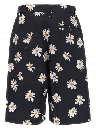 Moschino Daisy-Print Cotton Satin Bermuda Shorts - Black
