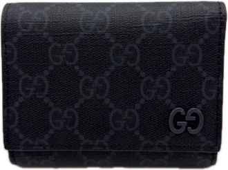 Gucci Bordeaux Gray Coated Canvas Leather Wallet (Tri-Fold) (Pre-Owned)