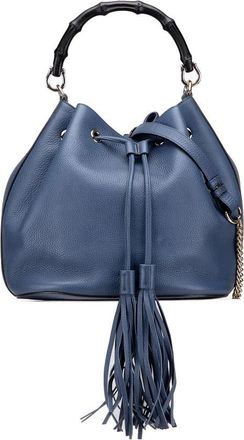 Gucci Pre-owned Bucket Bags, female, Blue, Size: ONE SIZE Pre-owned Leather Bucket Bag with Tassels