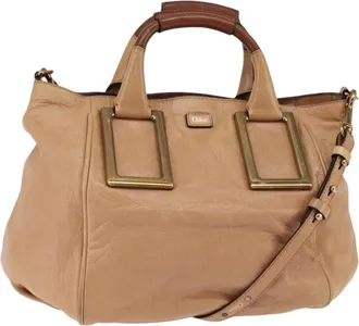 Chlo&eacute; Ethel Leather Beige Leather Handbag (Pre-Owned)