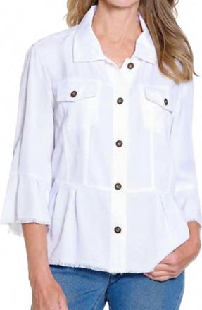 Multiples Peplum Jacket With Flounce Sleeves In White