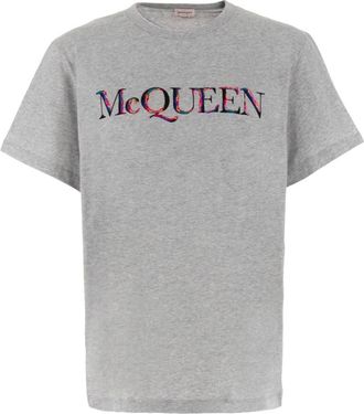 Alexander McQueen Logo T-shirt - Heren - T-shirts - Grijs - XL - Katoen - Tops