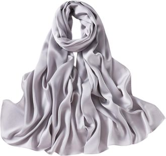 Lina & Lily Womens Silky Satin Scarf Shawl Wrap for Wedding Evening Dress (Silver)