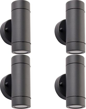 Loops 4 PACK Up & Down Twin Outdoor IP44 Wall Light - 2 x 7W GU10 LED - Anthracite