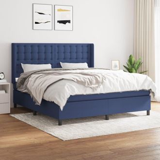 vidaXL Vidaxl - Cama Box Spring Con Colch&oacute;n Tela Azul 160x200 Cm
