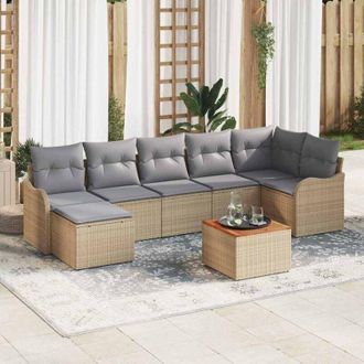 vidaXL Vidaxl - Conjunto De Sof&aacute; De Jard&iacute;n 8 Pcs Beige Polirat&aacute;n