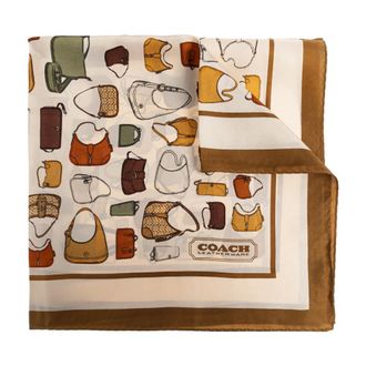 Coach Accessoires, Dames, Bruin, ONE Size, Satijn, Originals Bag Print Zijden Bandana