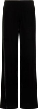 Emporio Armani Velvet Palazzo Broeken - Dames - Wijde Broeken - Zwart - XL - Broeken