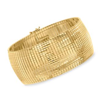 Ross-Simons Italian 18kt Gold Over Sterling Diamond-Cut and Polished Omega Bracelet