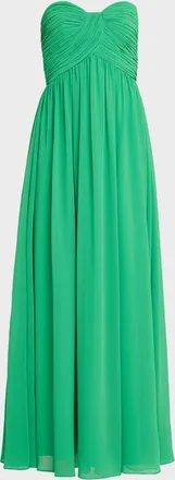 Badgley Mischka Strapless Draped Georgette Gown
