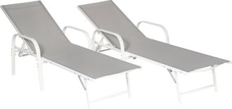 Happy Garden Happy Garden - Lote De 2 Tumbonas De Textileno Gris Sardinia Estructura Blanca