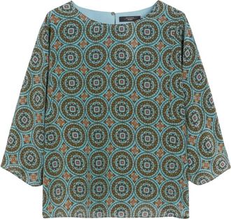 Max Mara Overhemden, Dames, Blauw, S, Zijden blouse met knoopdetail