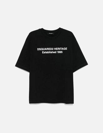 Dsquared2 Mens Heritage Logo T-Shirt Black - Size: 34