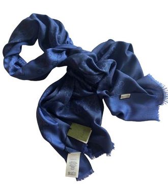 Gucci Cobalt Blue Wool/Silk Blend Scarf