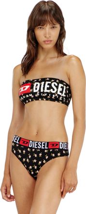 Diesel Cotton bandeau bra with all-over floral print - Bras - Woman - Black