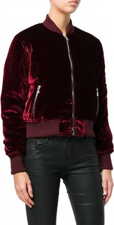 Amiri Velvet Satin Bomber Jacket In Burgundy