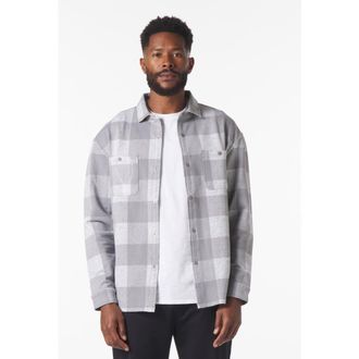 Glyder Trek Button Front Shirt in Ash Grey/greystone Plaid at Nordstrom, Size Xx-Large