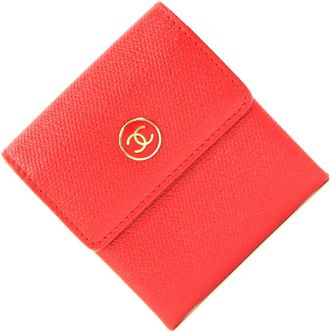 Chanel Red Color Leather Coin Purse/Coin Case (Pre-Owned)
