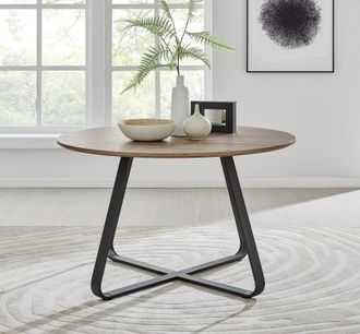 Furniturebox Santorini 120cm 6-Seater Contemporary Round Wood Dining Table in Brown
