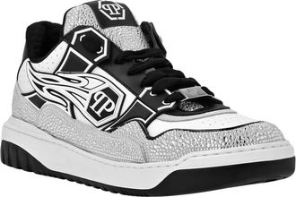 Philipp Plein Schoenen, Heren, Grijs, 44 EU, Katoen, Moon Walker Low-Top Sneakers