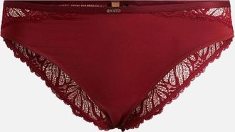 HUGO BOSS Womens Bianca Lace Brief, Burgundy Red - Size: 14