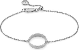 Monica Vinader Naida Circle Diamond Open Bracelet, Sterling Silver