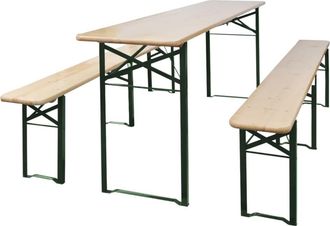 vidaXL Vidaxl Mesa De Jard&iacute;n Plegable Con 2 Bancos Madera De Abeto 220 Cm
